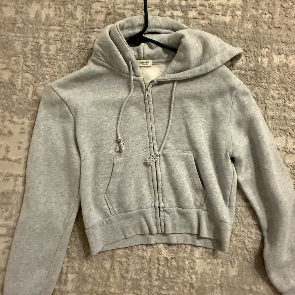 John Galt cropped gray zip up- Women’s